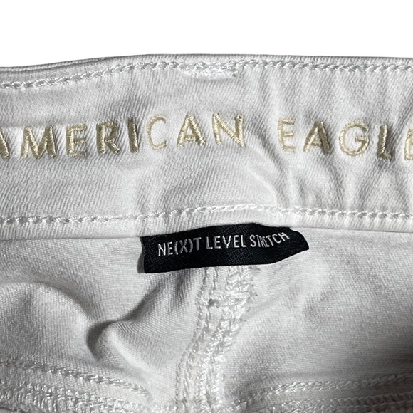American Eagle Outfitters Womens White Skinny Jeans Distressed Ripped Size 4 - Picture 5 of 7